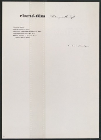 Briefbogen für Clarté-Film Aktiengesellschaft