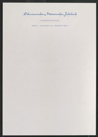 Briefbogen für Schweizerisches Medizinisches Jahrbuch - Anzeigenverwaltung