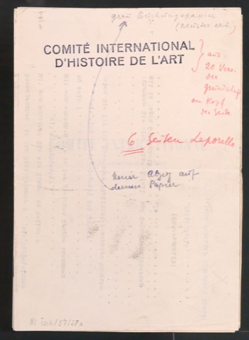 Korrekturfahne von Comité International d'historie de l'art - Reglement Constitutif