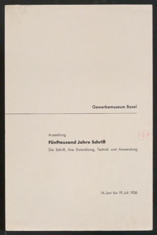 Probedrucke von Umschlag für Ausstellung: Fünftausend Jahre Schrift