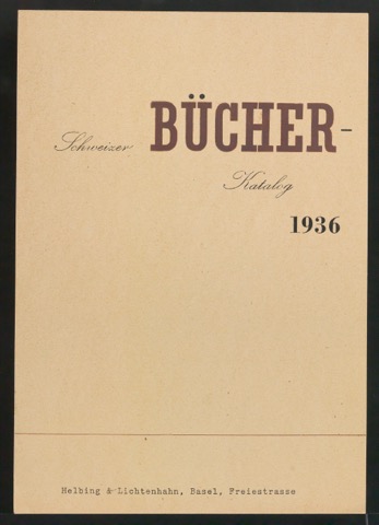 Probedruck für Werbeanzeige für Schweizer Bücherkatalog 1936