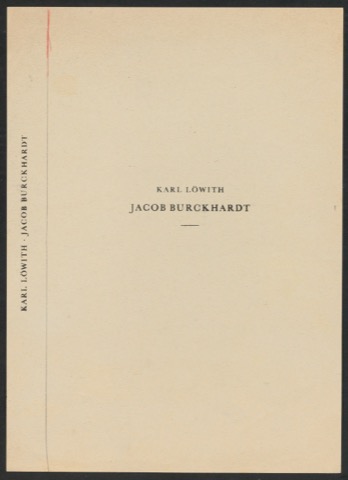 Entwurf für den Bucheinband von Jacob Burckhardt