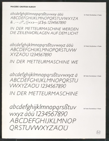 Montierte Kontaktabzüge Uhertype Standard-Grotesk für Uhertype Prospekt