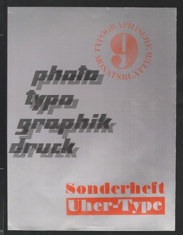 Probedruck für den Umschlag von Typographische Monatsblätter Sonderheft Uher-Type