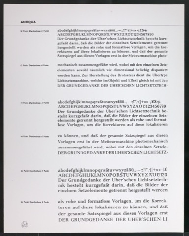 Kontaktabzüge Antiqua für Uhertype Prospekt