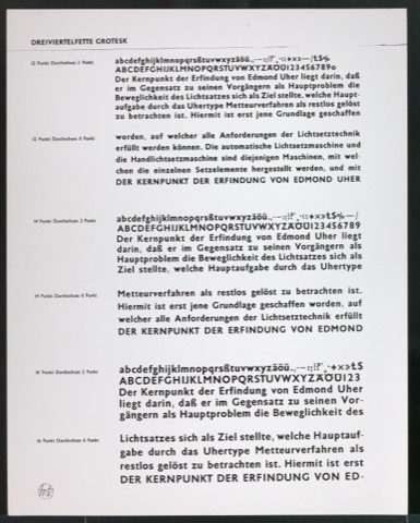 Kontaktabzüge Dreiviertelfette Grotesk für Uhertype Prospekt