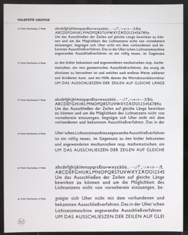 Kontaktabzüge Halbfette Grotesk für Uhertype Prospekt
