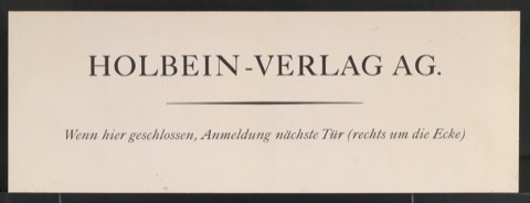 Türschild Holbein-Verlag AG