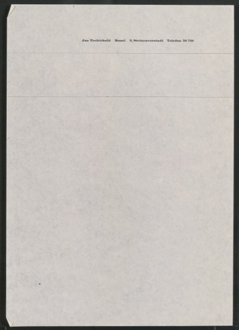Briefbogen für Jan Tschichold, Steinenvorstadt 9