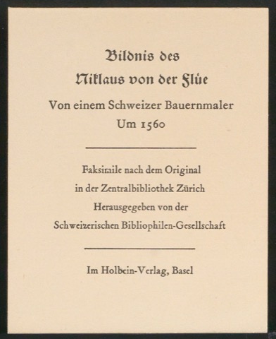 Probedrucke für eine Anzeige für Bildnis Niklaus von der Flüe