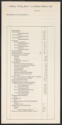 Konvolut von Beilagen zu Veröffentlichungen im Holbein Verlag