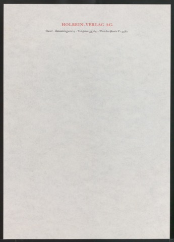 Probedrucke von Briefbögen für den Holbein-Verlag