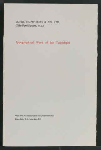 Typographical Works of Jan Tschichold