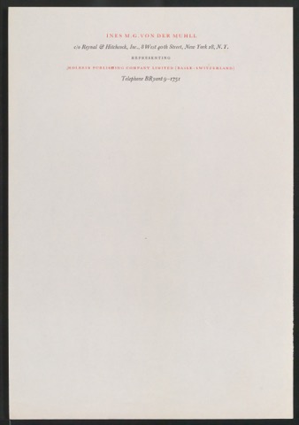Probedrucke von Briefkopf für Ines M.G. von der Muhll