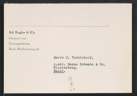 Briefbogen, Rechnungsvordruck und Briefumschläge für Ad. Engler & Cie