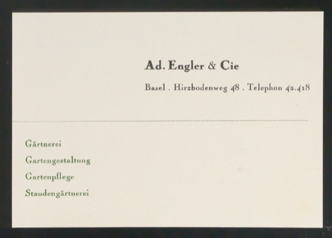 Visitenkarte Ad. Engler & Cie