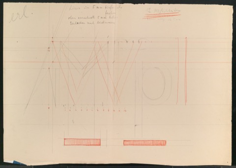 Mappe mit Entwurfszeichnungen Uhertype Standard-Grotesk Halbfett, erledigte Skizzen (ungültige)