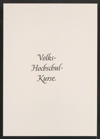 Probedrucke von Schriftzug Volks-Hochschul-Kurse