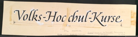 Entwurf von Schriftzug Volks-Hochschul-Kurse