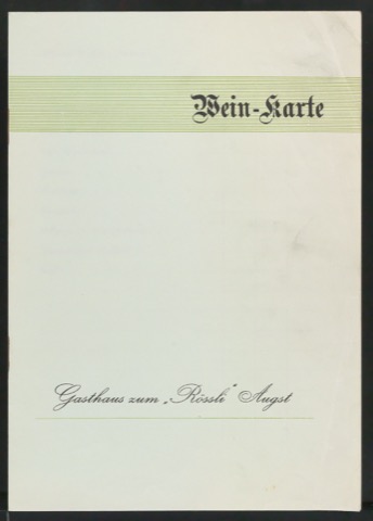 Probedruck von Wein-Karte Gasthaus zum Rössli Augst
