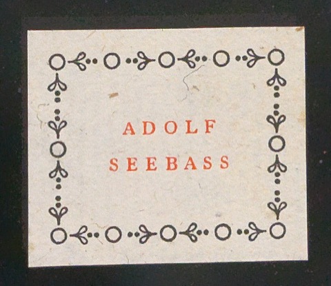 Probedruck von Exlibris für Adolf Seebass