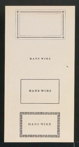 Probedrucke von Exlibris für Hans Wirz