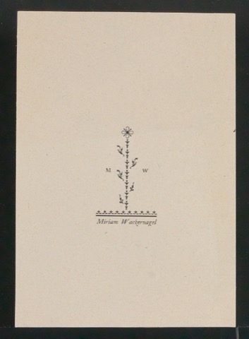 Probedruck von Exlibris für Miriam Wackernagel
