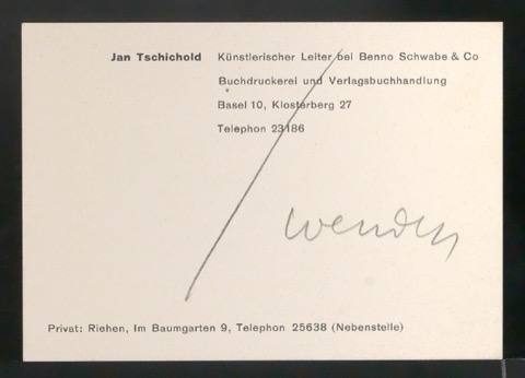 Visitenkarten für Jan Tschichold Künstlerischer Leiter bei Benno Schwabe & Co