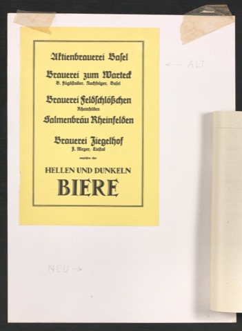 Montierte Anzeigen von fünf Brauereien