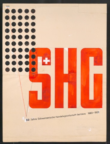 Entwürfe für Reklameblatt 50 Jahre Schweizerische Handelsgesellschaft Oerlikon