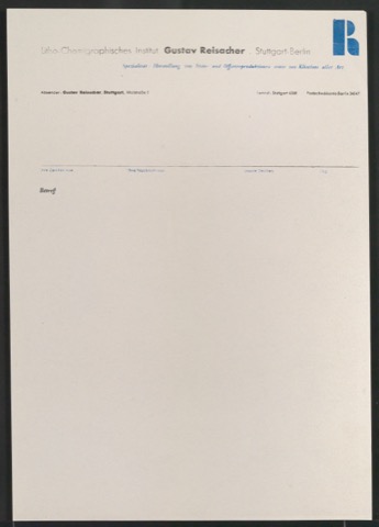 Probedruck von Briefbogen für Litho-Chemigraphisches Institut Gustav Reisacher