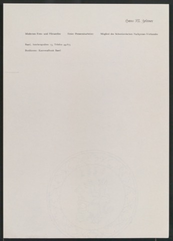 Entwurfskizze und Probedruck von Briefbogen für Hans M. Zeltner