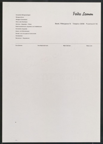 Briefbogen für Firma Fritz Lamm