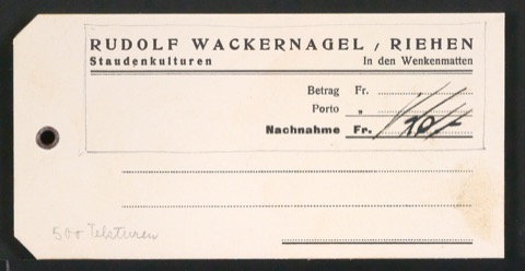 Geschäftsdrucksachen für Firma Wackernagel & Schönholzer, Gartenbau