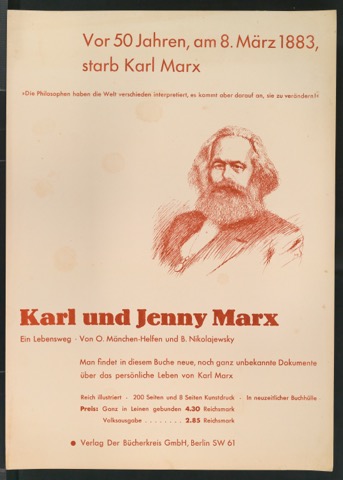 Werbeplakat für Bücherkreis: Karl und Jenny Marx