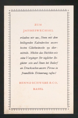 Empfehlungskarte Neujahrswünsche für Benno Schwabe & Co