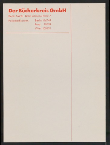 Rechnungsvordruck für Verlag Der Bücherkreis GmbH