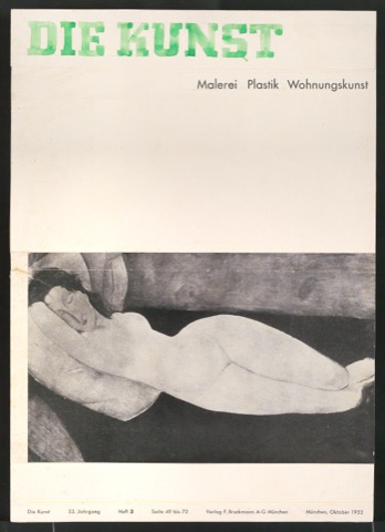 Entwurf für das Titelblatt von Die Kunst - Malerei, Plastik, Wohnungskunst