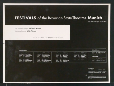 Verkleinerte Reproduktionen des Plakates Festivals of the Bavarian State Theatres Munich als Illustration