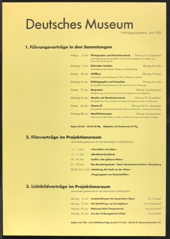 Deutsches Museum Vortragsprogramm Juni 1932