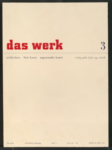 Probedruck von Umschlag für Das Werk - Architektur, Freie Kunst, Angewandte Kunst