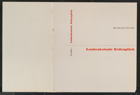 Probedruck für die Einbandecke von Laubenkolonie Erdenglück