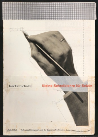Klebeentwurf für den Umschlag von Kleine Schreiblehre für Setzer