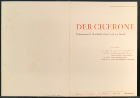Probedruck für den Umschlag von Der Cicerone