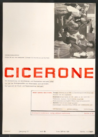 Entwurf für das Titelblatt von Der Cicerone