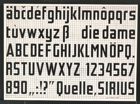 Klischeeabzug von Illustration Schmale Grotesk - Leicht und schnell konstruierbare Schrift