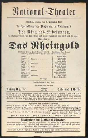 Werbeplakate für Das Rheingold 1930-1932