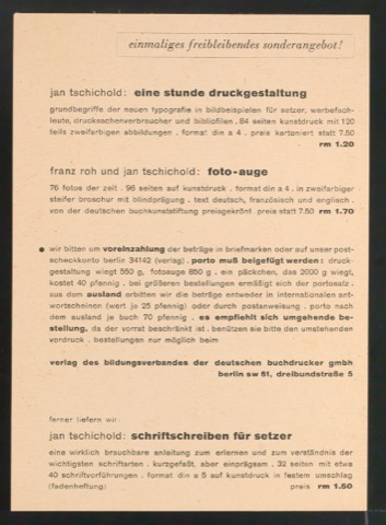 Bestellschein zu Eine Stunde Druckgestaltung