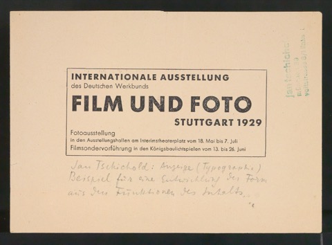 Probedruck für Werbeanzeige Werkbund-Ausstellung Stuttgart 1929 - Film und Foto