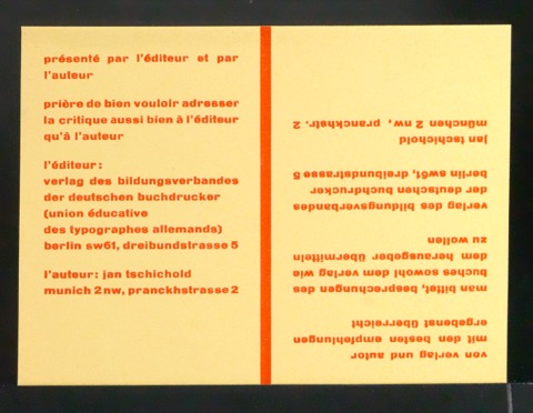 Empfehlungskarte für Die neue Typographie